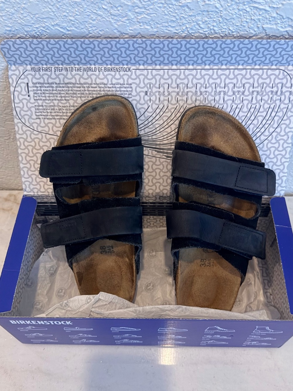 Birkenstock Women’s Black Double-Strap Suede Sandals U.S. 38